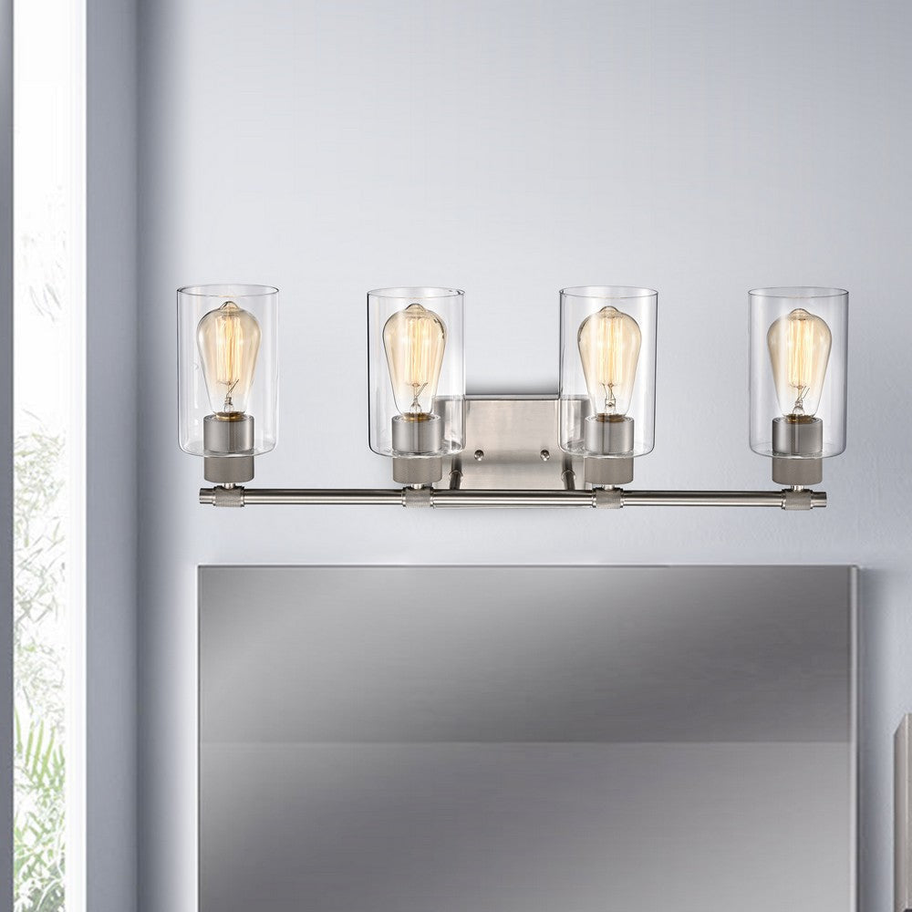 Lighting MERCY Contemporary 4 Light Brushed Nickel Bath Vanity Fixture 27" Width