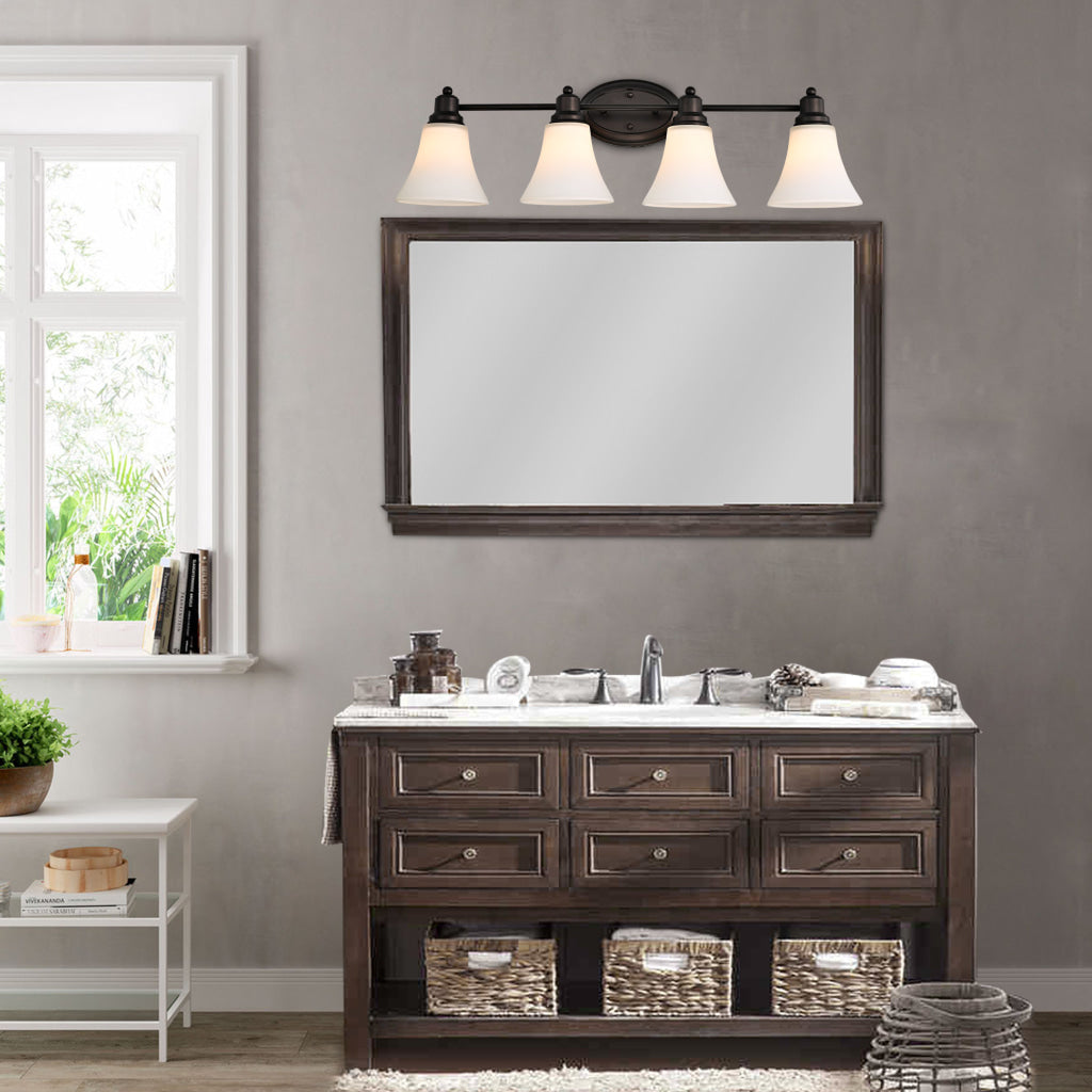 Lighting JANET Contemporary 4 Light Rubbed Bronze Bath Vanity Fixture 30’’ Width CHL-CH2S125RB30-BL4
