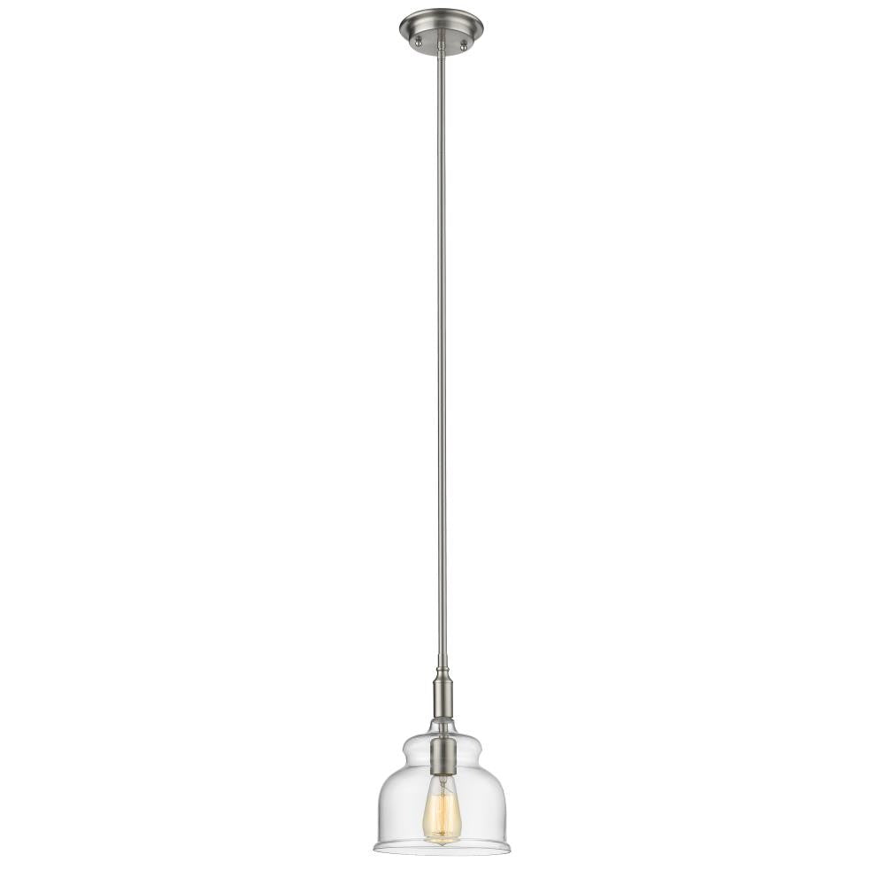 CHLOE Lighting ZOE Transitional 1 Light Brushed Nickel Ceiling Mini Pendant 8" Wide