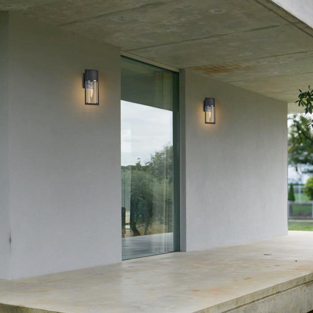 Lighting TYLER Transitional 1 Light Textured Black Outdoor Wall Sconce 14’’ Height CHL-CH2S204BK14-OD1