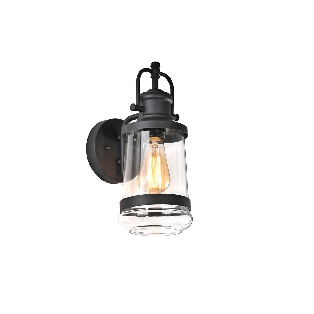 Lighting DERRICK Transitional 1 Light Textured Black Outdoor Wall Sconce 14" Height
