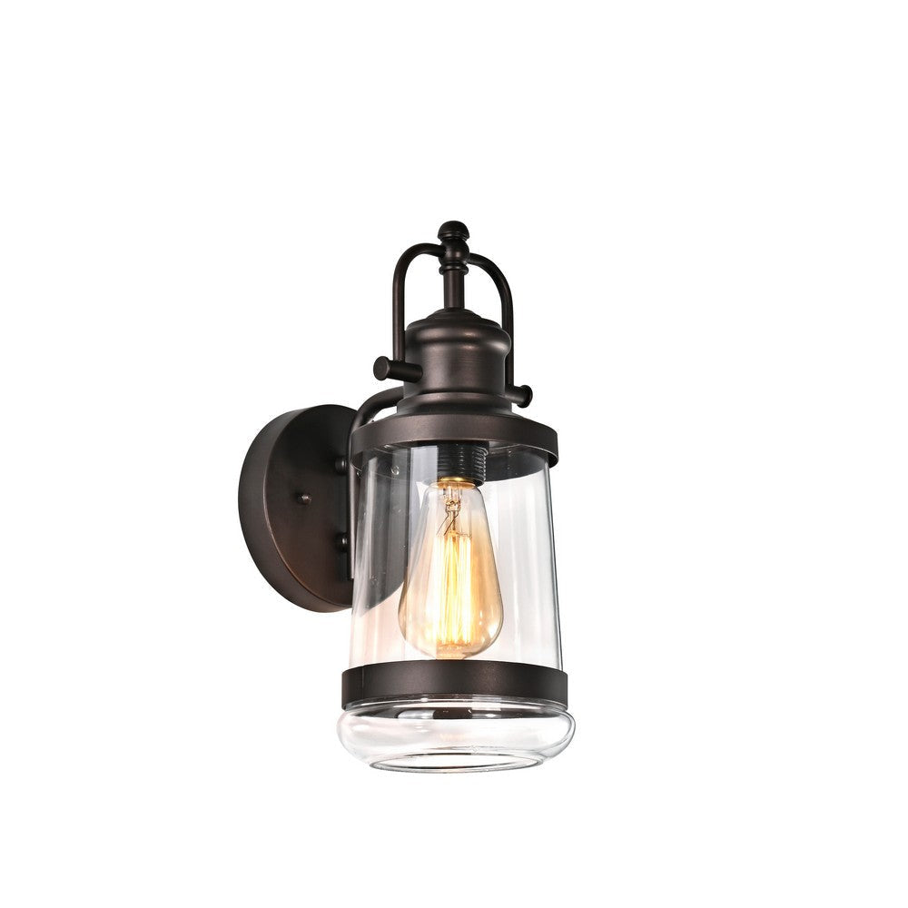 Lighting DERRICK Transitional 1 Light Rubbed Bronze Outdoor Wall Sconce 14" Height
