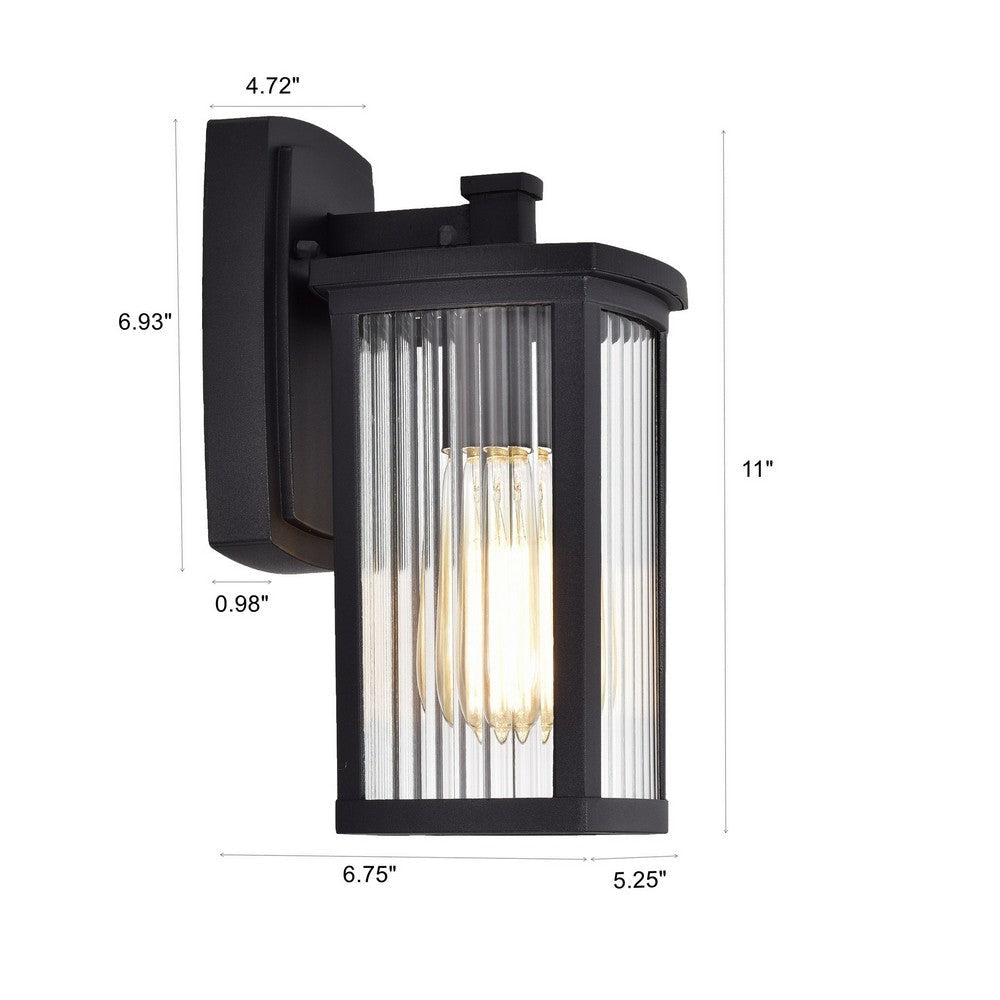 Chloe Lighting Evie Transitional 1 Light Textured Black Outdoor Wall Sconce 11’’ Height CHL-CH2S207BK11-OD1