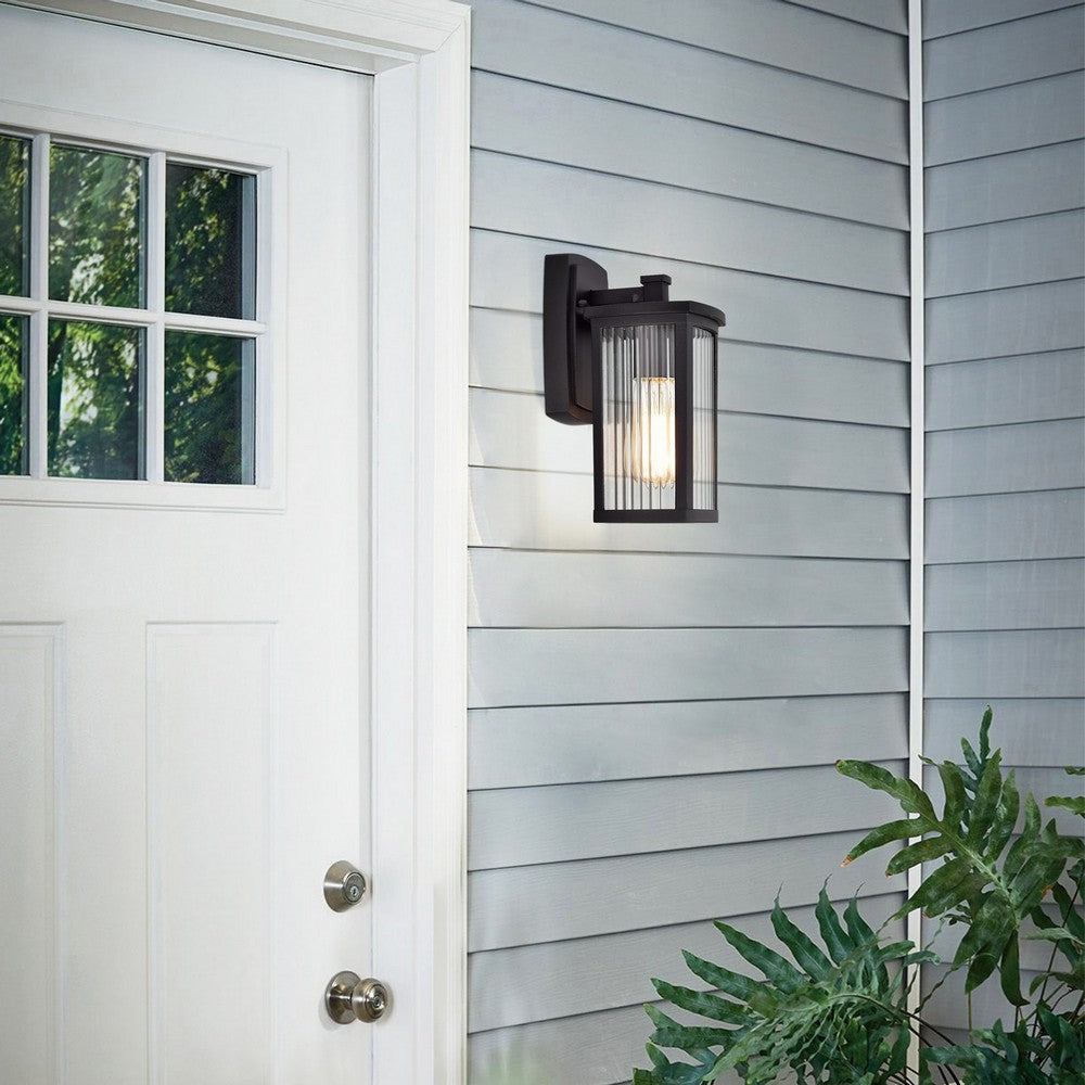 Chloe Lighting Evie Transitional 1 Light Textured Black Outdoor Wall Sconce 11’’ Height CHL-CH2S207BK11-OD1