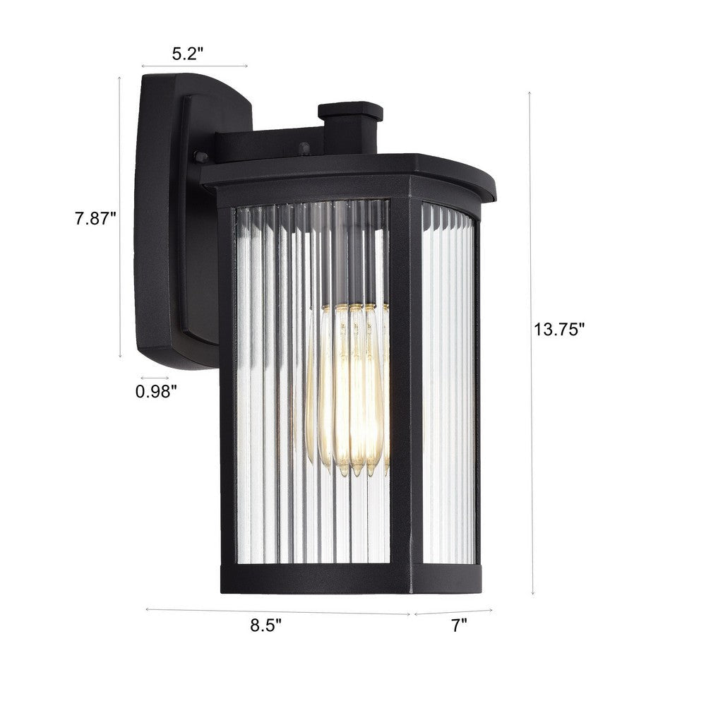 Chloe Lighting Evie Transitional 1 Light Textured Black Outdoor Wall Sconce 14’’ Height CHL-CH2S207BK14-OD1