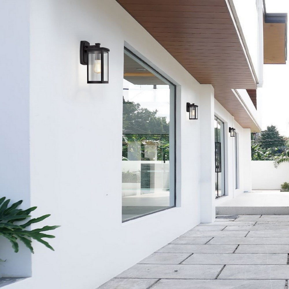 Chloe Lighting Evie Transitional 1 Light Textured Black Outdoor Wall Sconce 14’’ Height CHL-CH2S207BK14-OD1