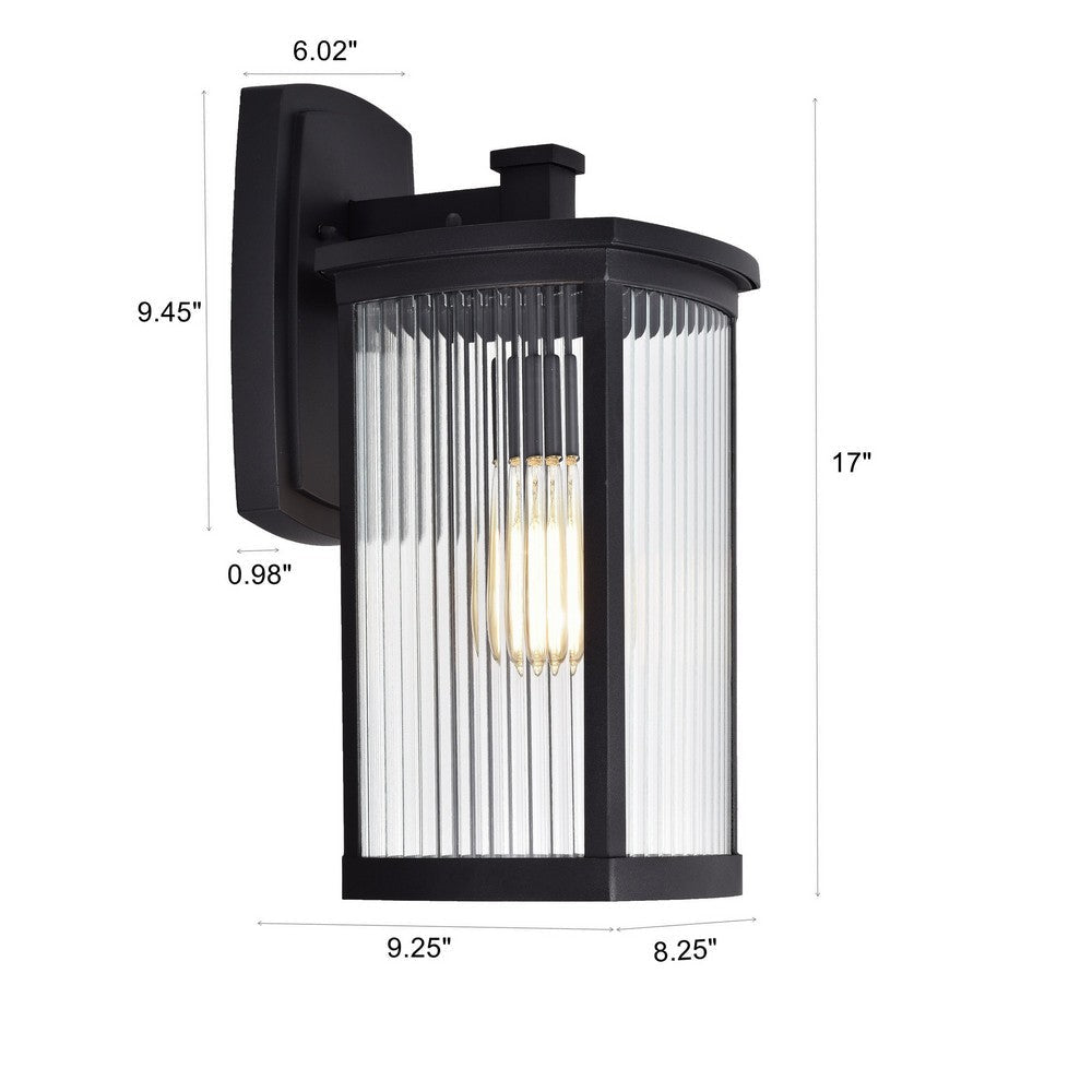 Chloe Lighting Evie Transitional 1 Light Textured Black Outdoor Wall Sconce 17’’ Height CHL-CH2S207BK17-OD1