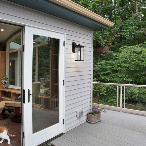 Chloe Lighting Evie Transitional 1 Light Textured Black Outdoor Wall Sconce 17" Height