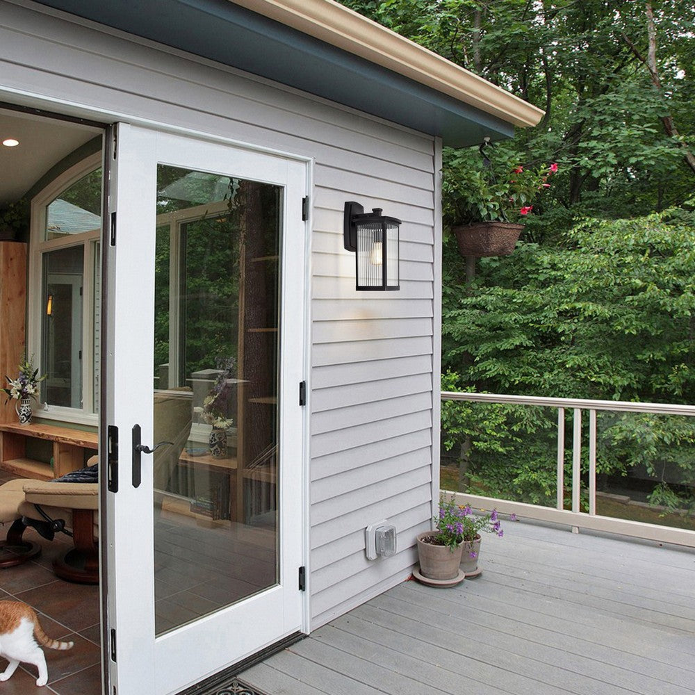 Chloe Lighting Evie Transitional 1 Light Textured Black Outdoor Wall Sconce 17" Height