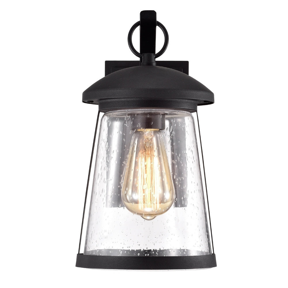 CHLOE Lighting FREYA Transitional 1 Light Textured Black Outdoor Wall Sconce 12" Height