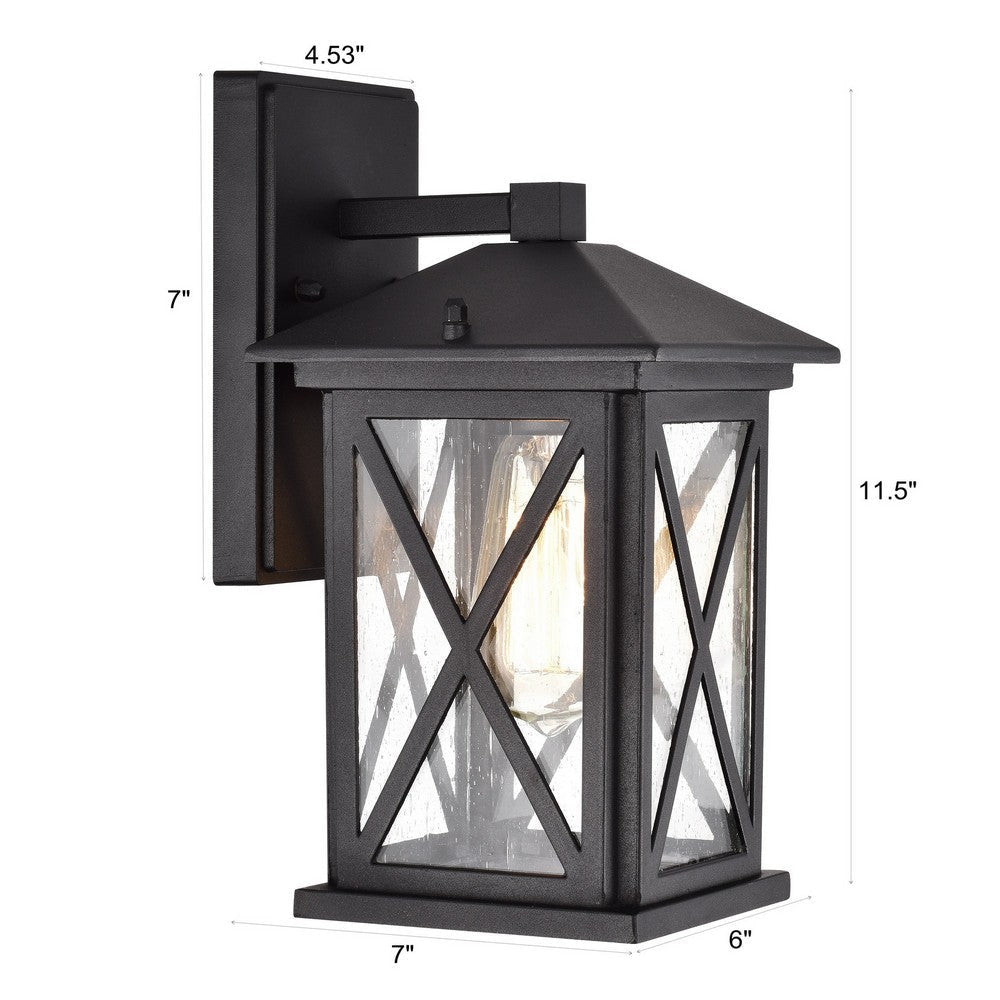 Chloe Lighting Vincent Transitional 1 Light Textured Black Outdoor Wall Sconce 12’’ Height CHL-CH2S217BK12-OD1