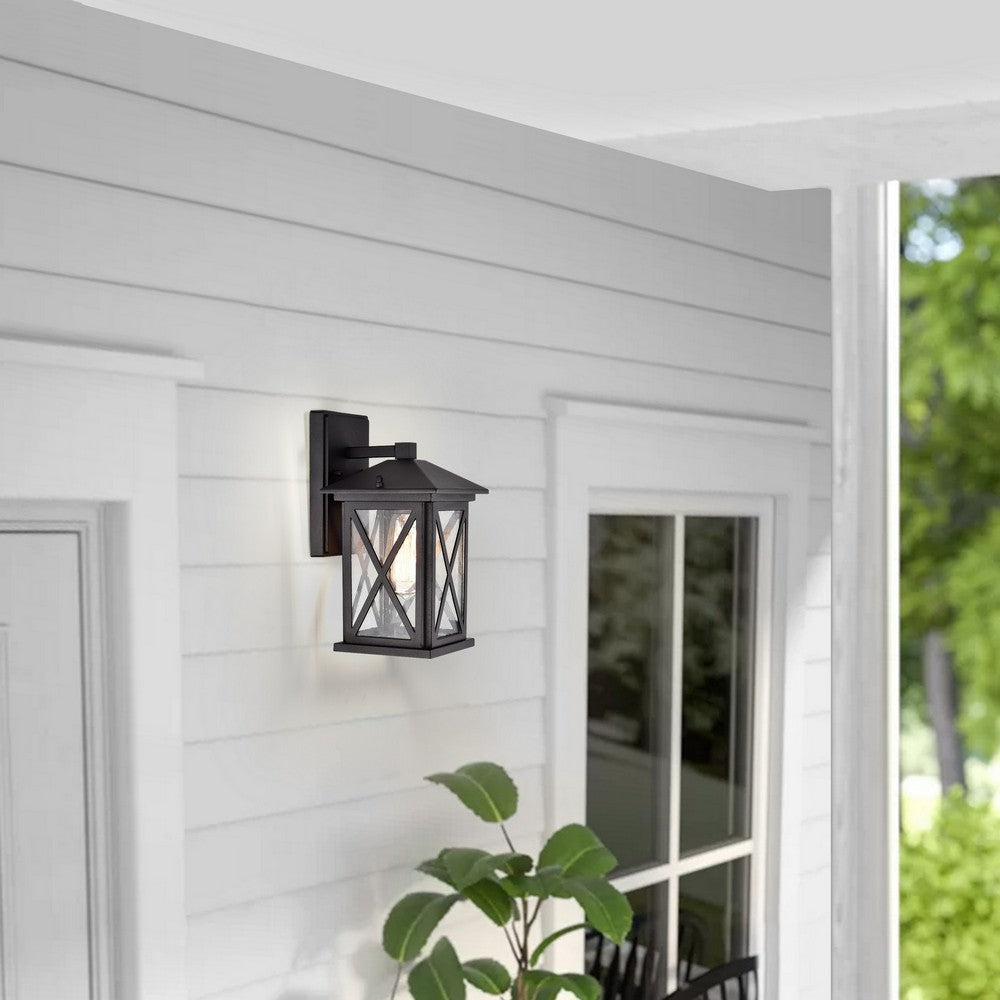 Chloe Lighting Vincent Transitional 1 Light Textured Black Outdoor Wall Sconce 12’’ Height CHL-CH2S217BK12-OD1