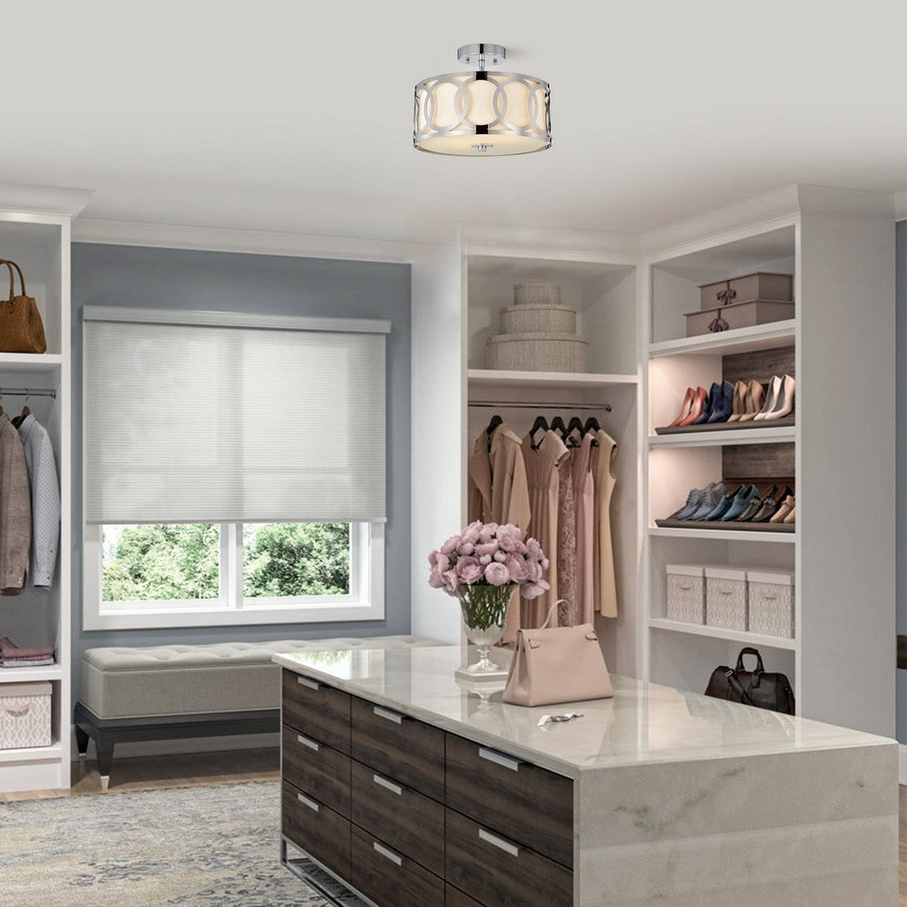 Chloe Lighting Bronx Transitional 2 Light Chrome Semi-Flush Ceiling Fixture 30’’ Wide CHL-CH2S415CM13-SF2