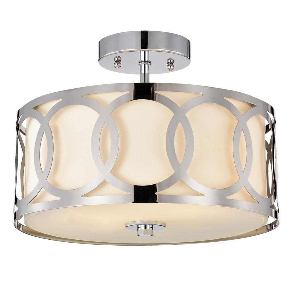 Chloe Lighting Bronx Transitional 2 Light Chrome Semi-Flush Ceiling Fixture 30" Wide