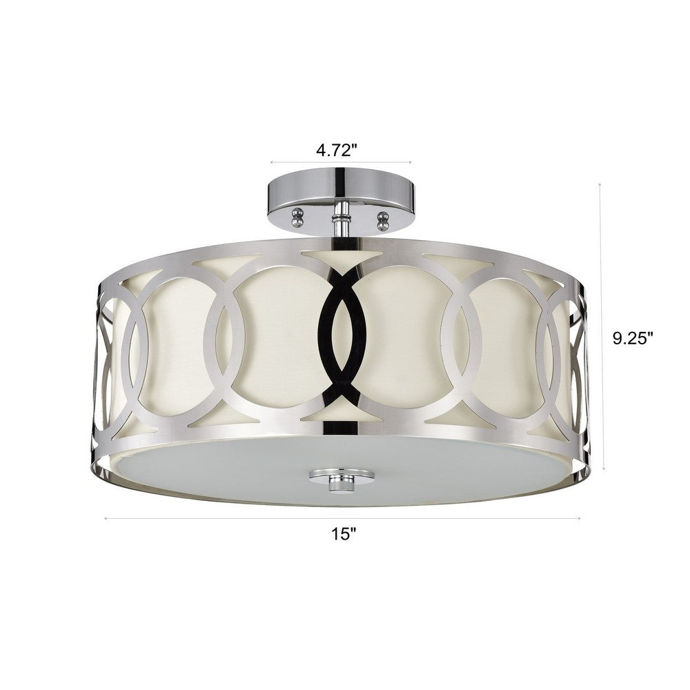 Chloe Lighting Bronx Transitional 3 Light Chrome Semi-Flush Ceiling Fixture 15’’ Wide CHL-CH2S415CM15-SF3