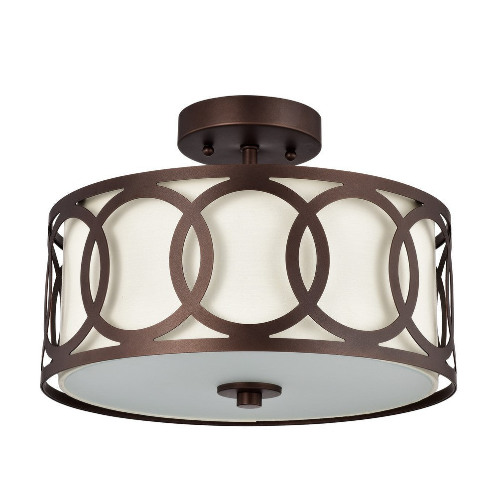 Chloe Lighting Bronx Transitional 2 Light Oil Rubbed Bronze Semi-Flush Ceiling Fixture 13’’ Wide CHL-CH2S415RB13-SF2