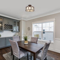 Chloe Lighting Bronx Transitional 2 Light Oil Rubbed Bronze Semi-Flush Ceiling Fixture 13" Wide
