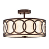 Chloe Lighting Bronx Transitional 3 Light Oil Rubbed Bronze Semi-Flush Ceiling Fixture 15" Wide