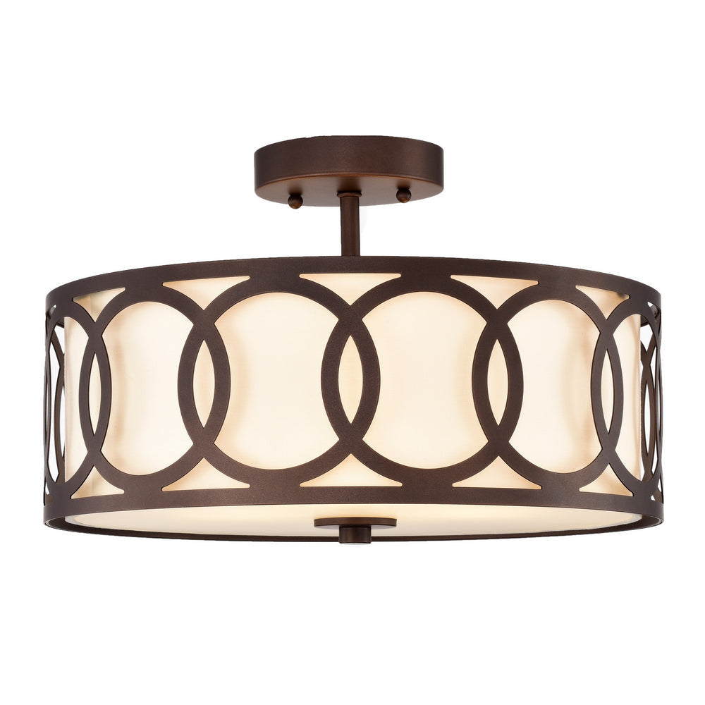 Chloe Lighting Bronx Transitional 3 Light Oil Rubbed Bronze Semi-Flush Ceiling Fixture 15" Wide