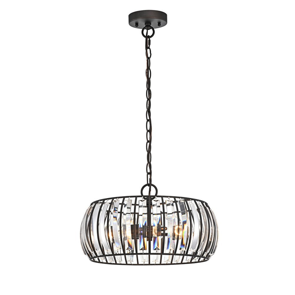 Lighting KENNEDY Transitional 3 Light Rubbed Bronze Ceiling Pendant Fixture 14" Width