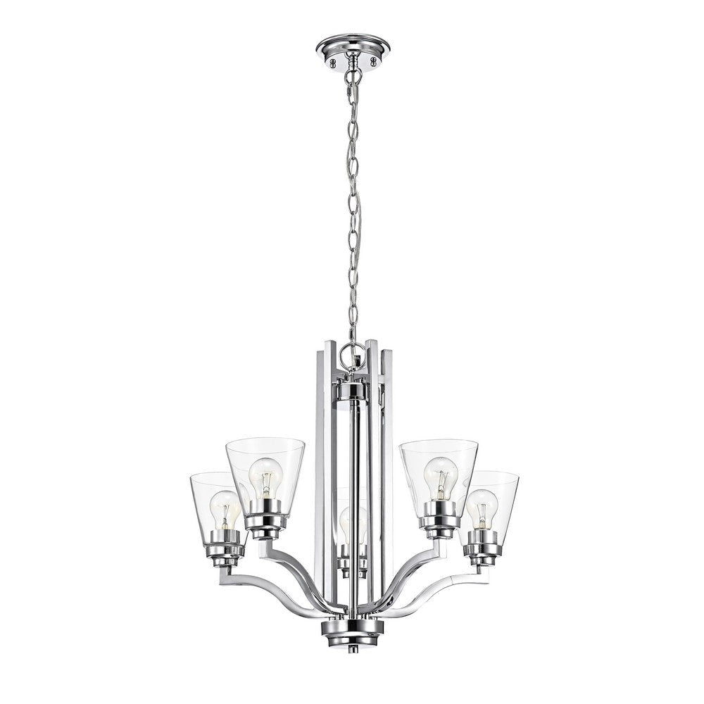 Lighting KAYLA Transitional 5 Light Chrome Chandelier Fixture 24’’ Width CHL-CH2S944CM24-UC5