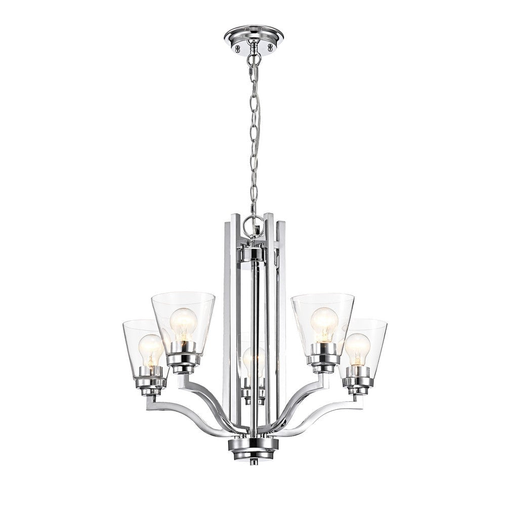 Lighting KAYLA Transitional 5 Light Chrome Chandelier Fixture 24’’ Width CHL-CH2S944CM24-UC5