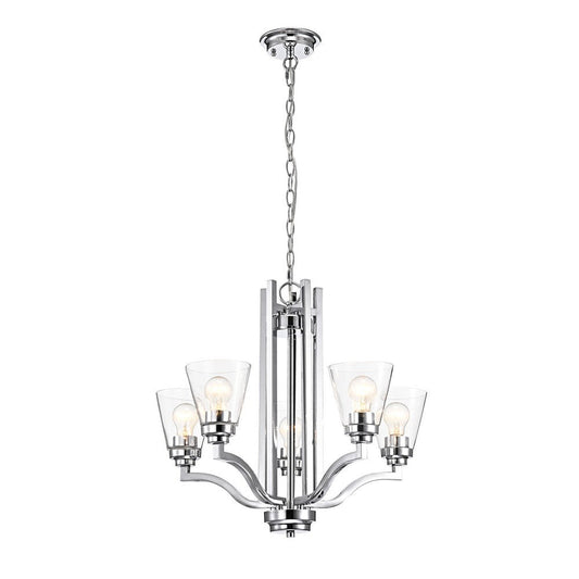 Lighting KAYLA Transitional 5 Light Chrome Chandelier Fixture 24" Width