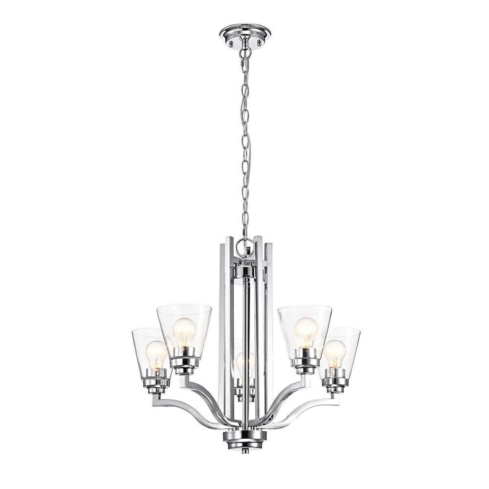 Lighting KAYLA Transitional 5 Light Chrome Chandelier Fixture 24" Width