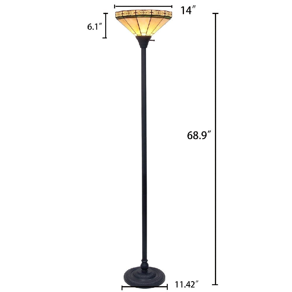CHLOE Lighting BELLE Tiffany-style Mission Blackish Bronze 1 Light Torchiere Lamp 14’’ Shade CHL-CH31315MI14-TF1