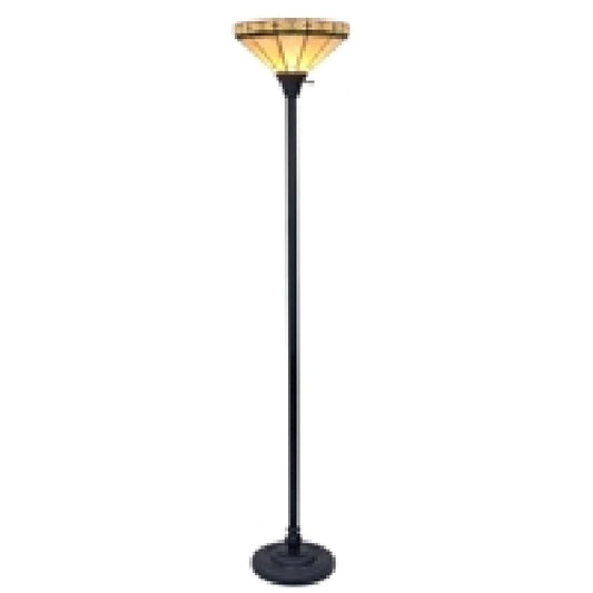 CHLOE Lighting BELLE Tiffany-style Mission Blackish Bronze 1 Light Torchiere Lamp 14" Shade