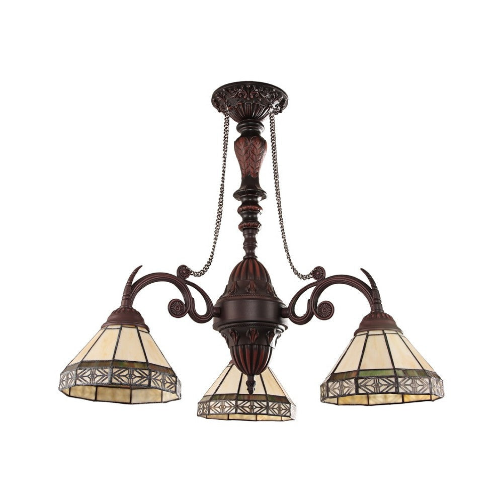 CHLOE Lighting BELLE Mission Tiffany-style Blackish Bronze 3 Light Mini Chandelier 21’’ Wide CHL-CH31315MI21-DC3