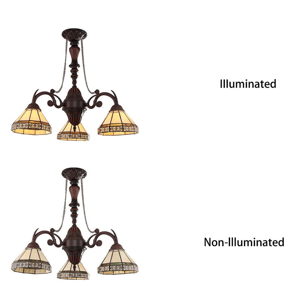 CHLOE Lighting BELLE Mission Tiffany-style Blackish Bronze 3 Light Mini Chandelier 21’’ Wide CHL-CH31315MI21-DC3