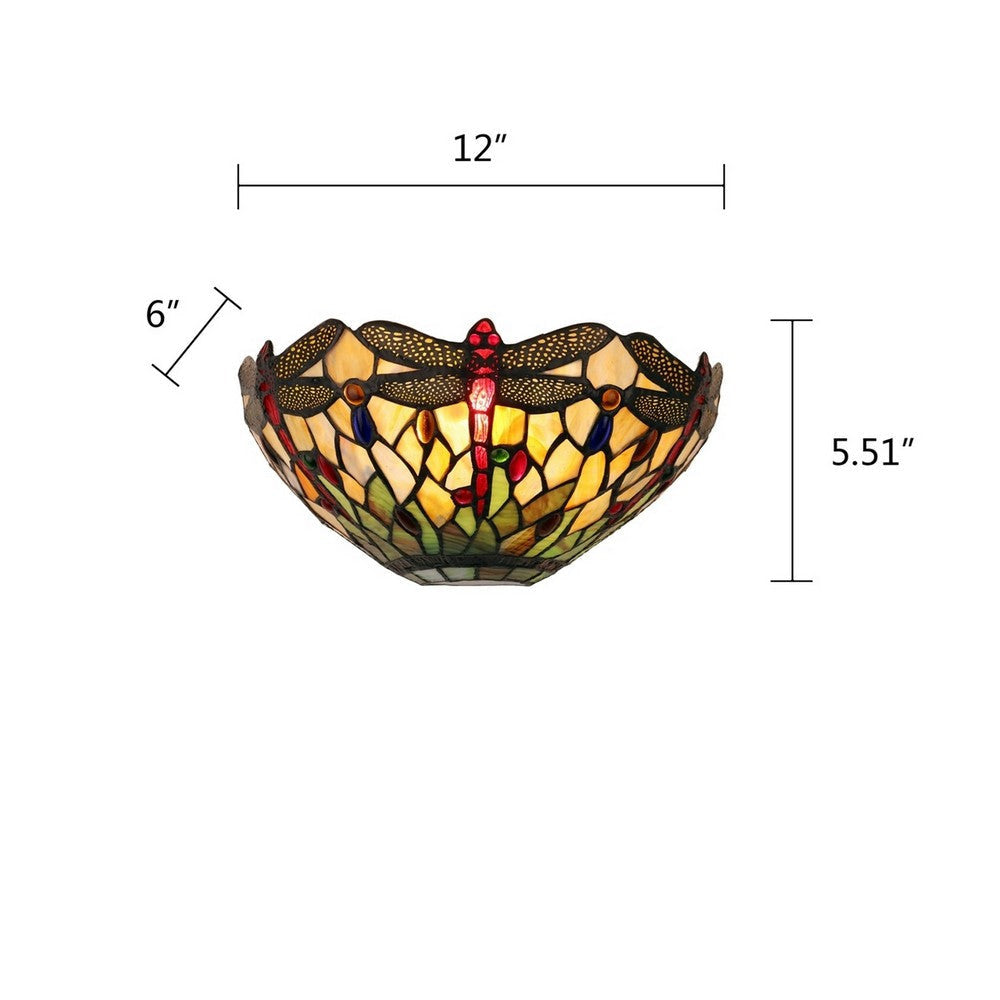 CHLOE Lighting ANISOPTERA PURITY Dragonfly-Style 1-Light Black Finish Wall Sconce 12’’ Wide CHL-CH32825DB12-WS1