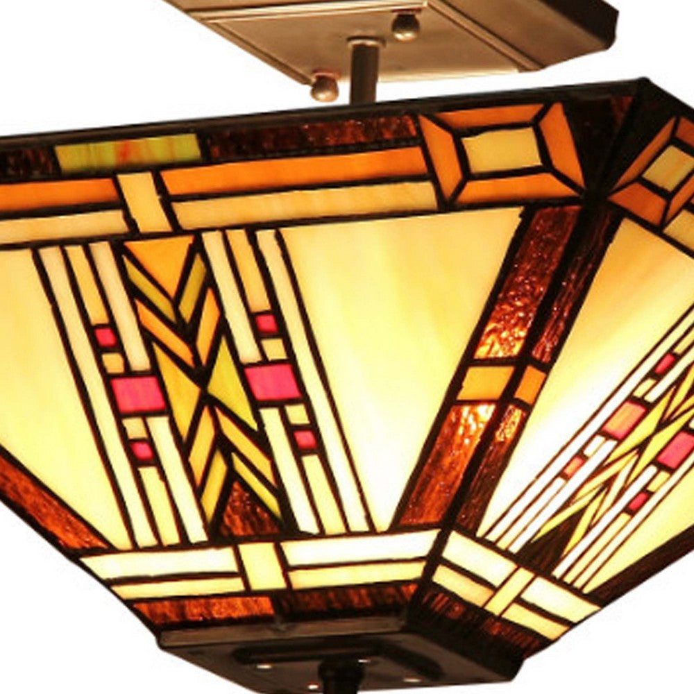 Inverted Tiffany Style Glass Ceiling Fixture Multicolor CHL-CH33291MS14-UF2