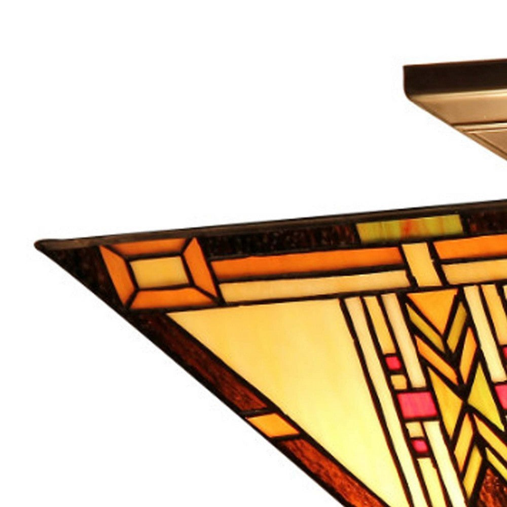 Inverted Tiffany Style Glass Ceiling Fixture Multicolor CHL-CH33291MS14-UF2