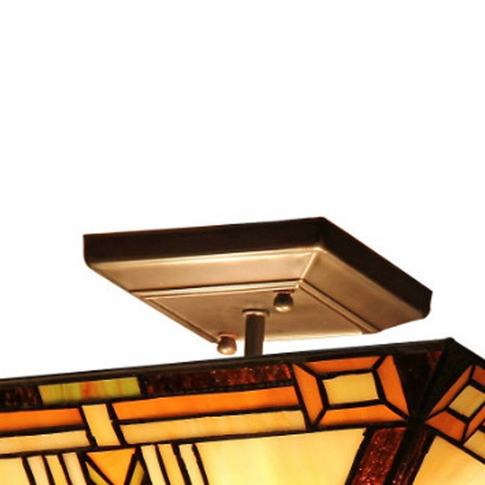 Inverted Tiffany Style Glass Ceiling Fixture Multicolor CHL-CH33291MS14-UF2
