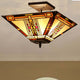 Inverted Tiffany Style Glass Ceiling Fixture, Multicolor