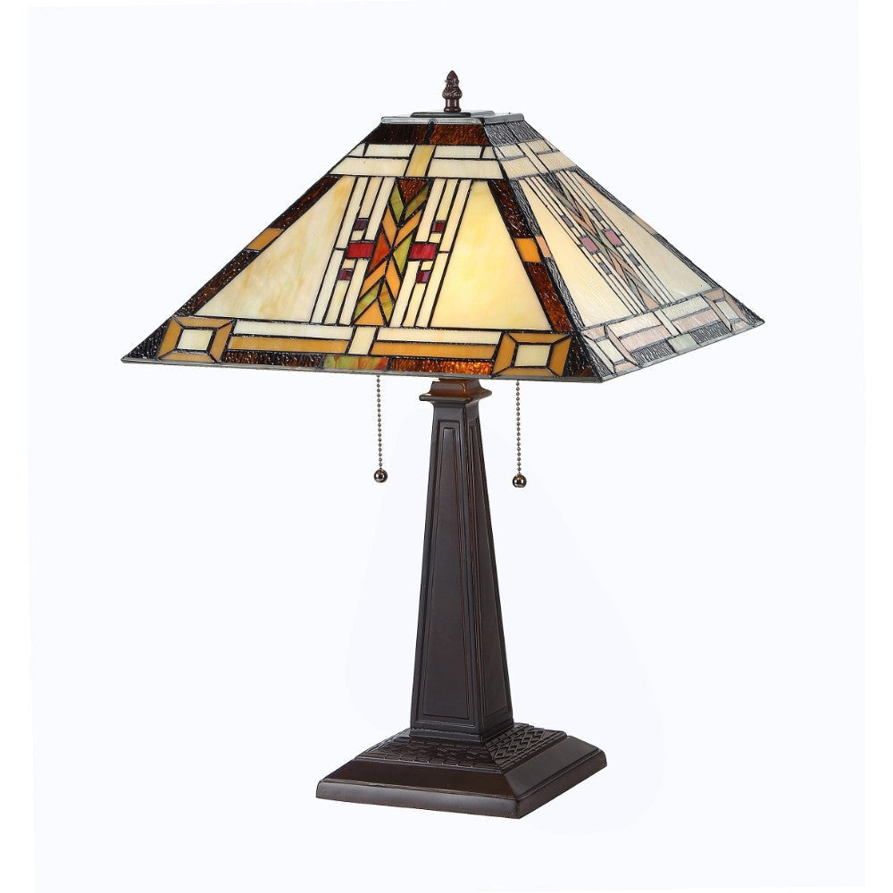 CHLOE Lighting GODE Tiffany-style 2 Light Mission Table Lamp 16" Shade