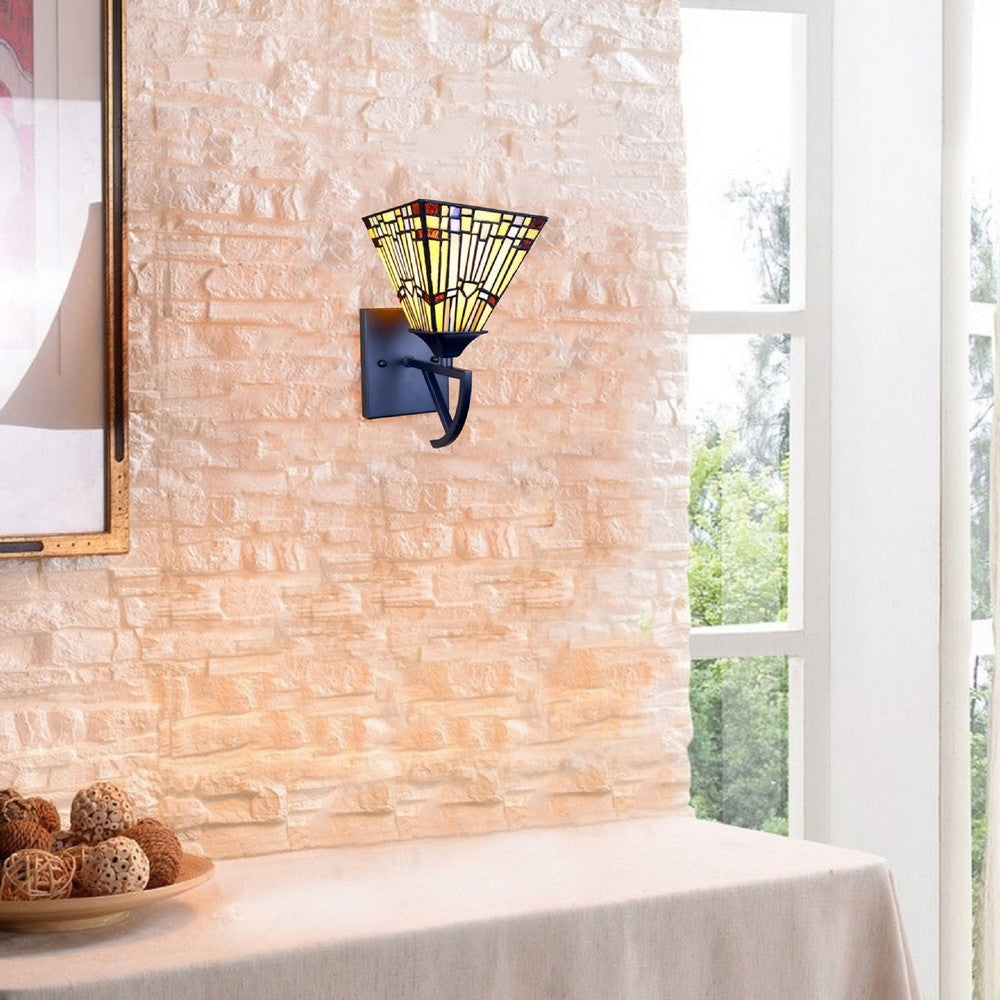 CHLOE Lighting KINSEY Mission Tiffany-style Blackish Bronze 1 Light Wall Sconce 6" Wide