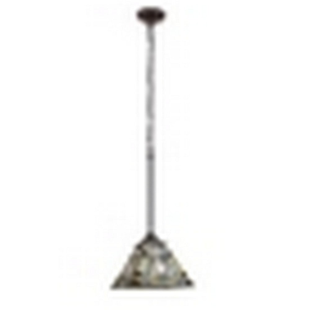 CHLOE Lighting KINSEY Tiffany-Style Blackish Bronze 1-Light Mission Mini-Pendant 8’’ Shade CHL-CH33293MS08-DP1