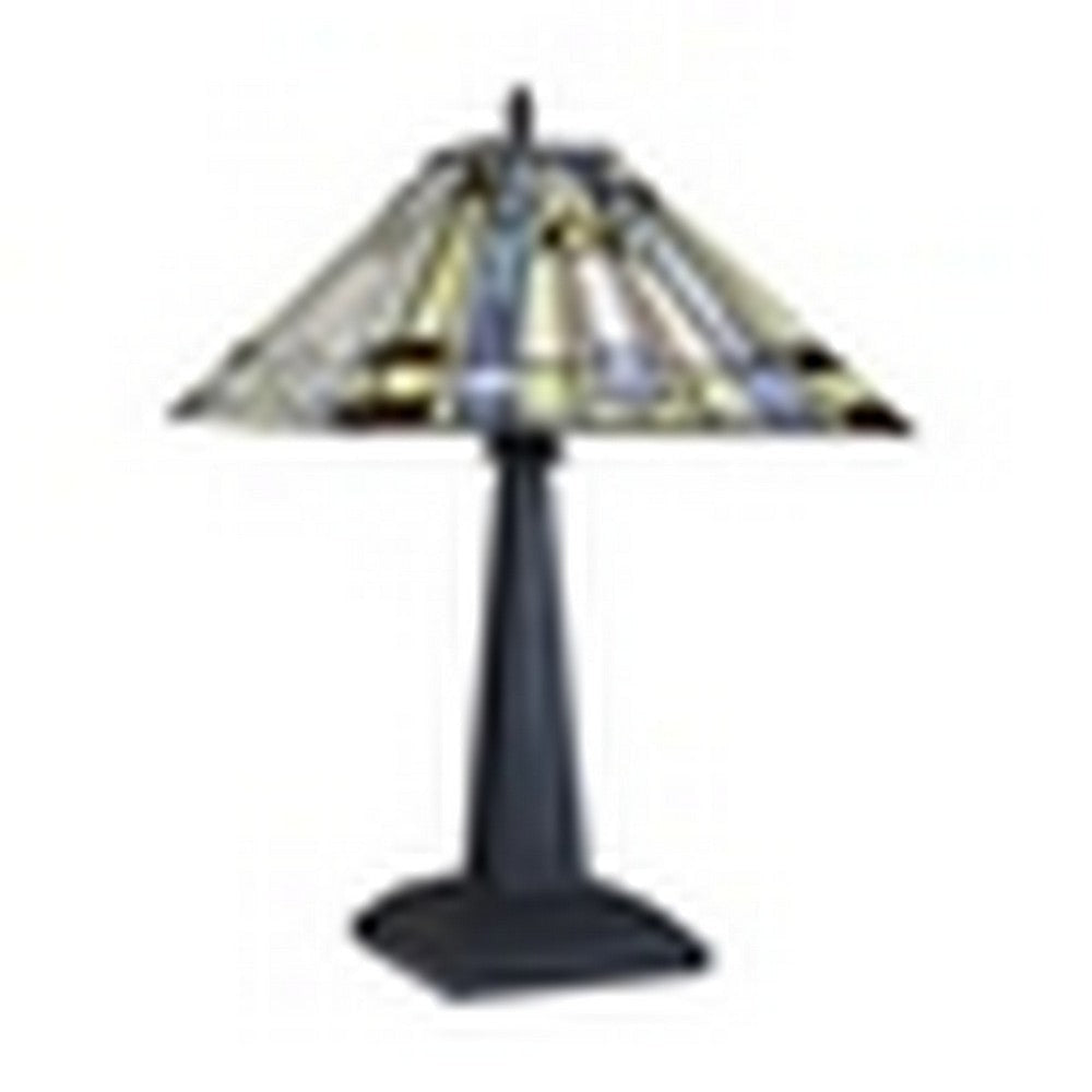 CHLOE Lighting KINSEY Mission Tiffany-Style Blackish Bronze 1 Light Table Lamp 12’’ Wide CHL-CH33293MS12-TL1