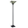 CHLOE Lighting KINSEY Tiffany-Style Blackish Bronze 1-Light Mission Torchiere Floor Lamp 14’’ Shade CHL-CH33293MS14-TF1