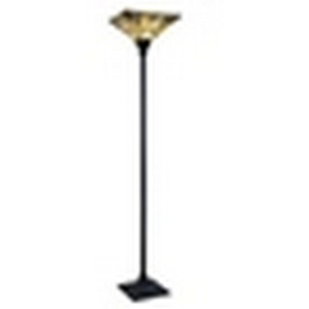 CHLOE Lighting KINSEY Tiffany-Style Blackish Bronze 1-Light Mission Torchiere Floor Lamp 14" Shade