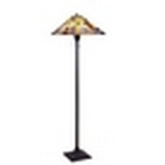 CHLOE Lighting KINSEY Tiffany-Style Blackish Bronze 2-Light Mission Floor Lamp 18" Shade