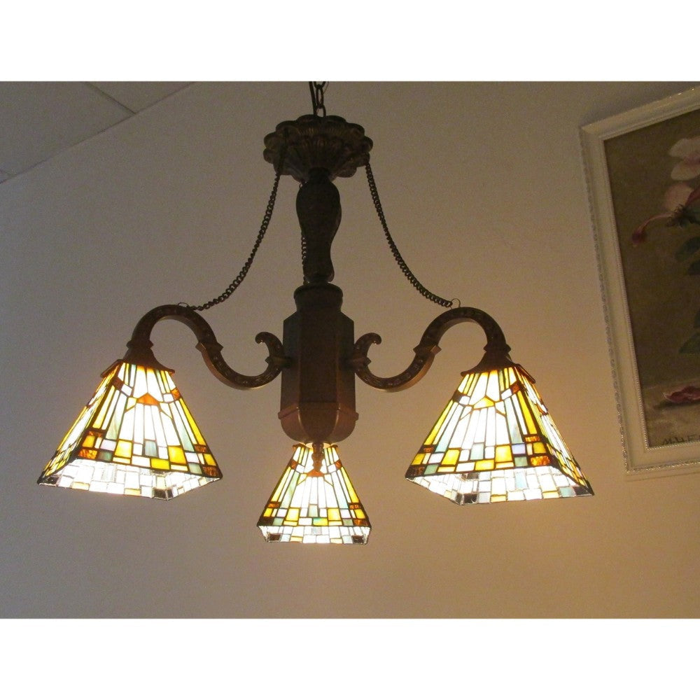 PROGRESSIVE Tiffany-style Mission 3 Light Mini Chandelier 23’’ Wide CHL-CH33293MS23-DC3