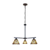 CHLOE Lighting KINSEY Mission Tiffany-style Blackish Bronze 3 Light Mini Chandelier 27’’ Wide CHL-CH33293MS27-EE3