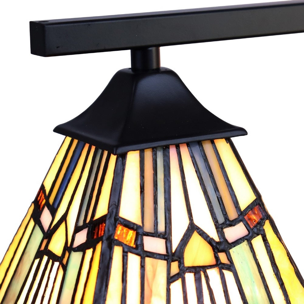 CHLOE Lighting KINSEY Mission Tiffany-style Blackish Bronze 3 Light Mini Chandelier 27’’ Wide CHL-CH33293MS27-EE3