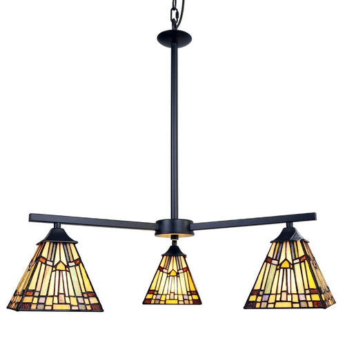 CHLOE Lighting KINSEY Mission Tiffany-style Blackish Bronze 3 Light Mini Chandelier 27" Wide