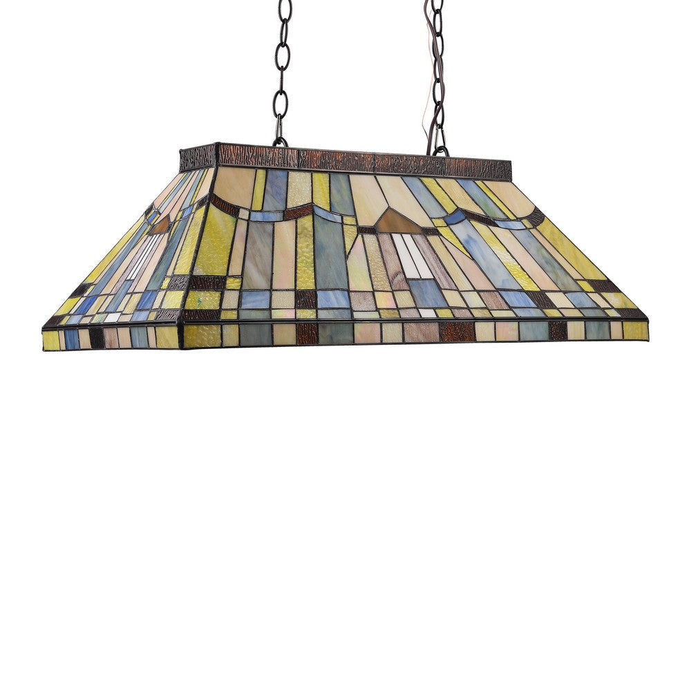 Lighting KINSEY Tiffany-style Blackish Bronze 3 light Mission Island Fixture 28’’ Wide CHL-CH33293MS28-IL3