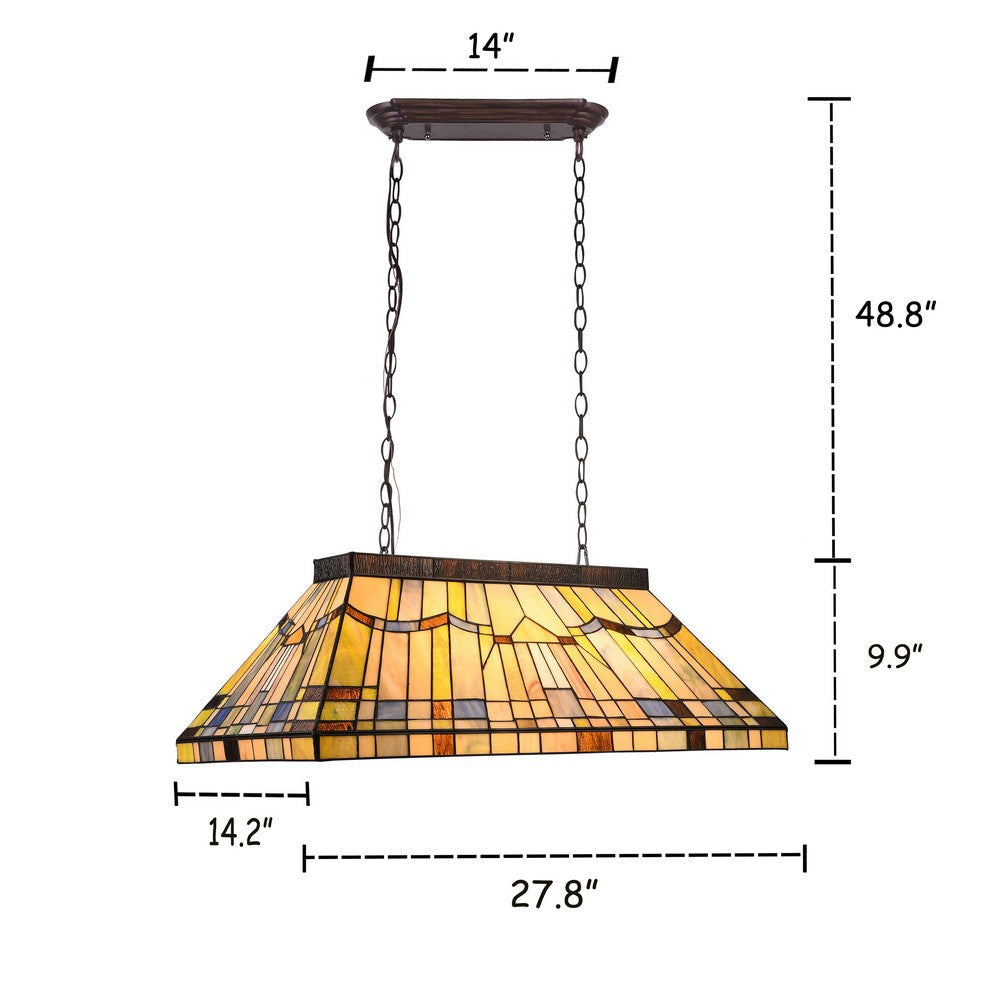 Lighting KINSEY Tiffany-style Blackish Bronze 3 light Mission Island Fixture 28’’ Wide CHL-CH33293MS28-IL3